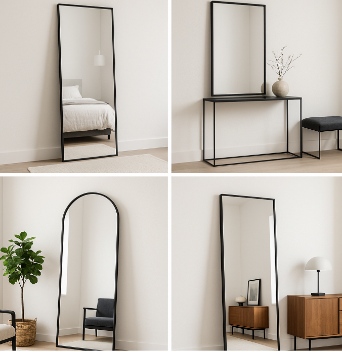 Minimalist Edge: Styling with a Black Full-Length Mirror